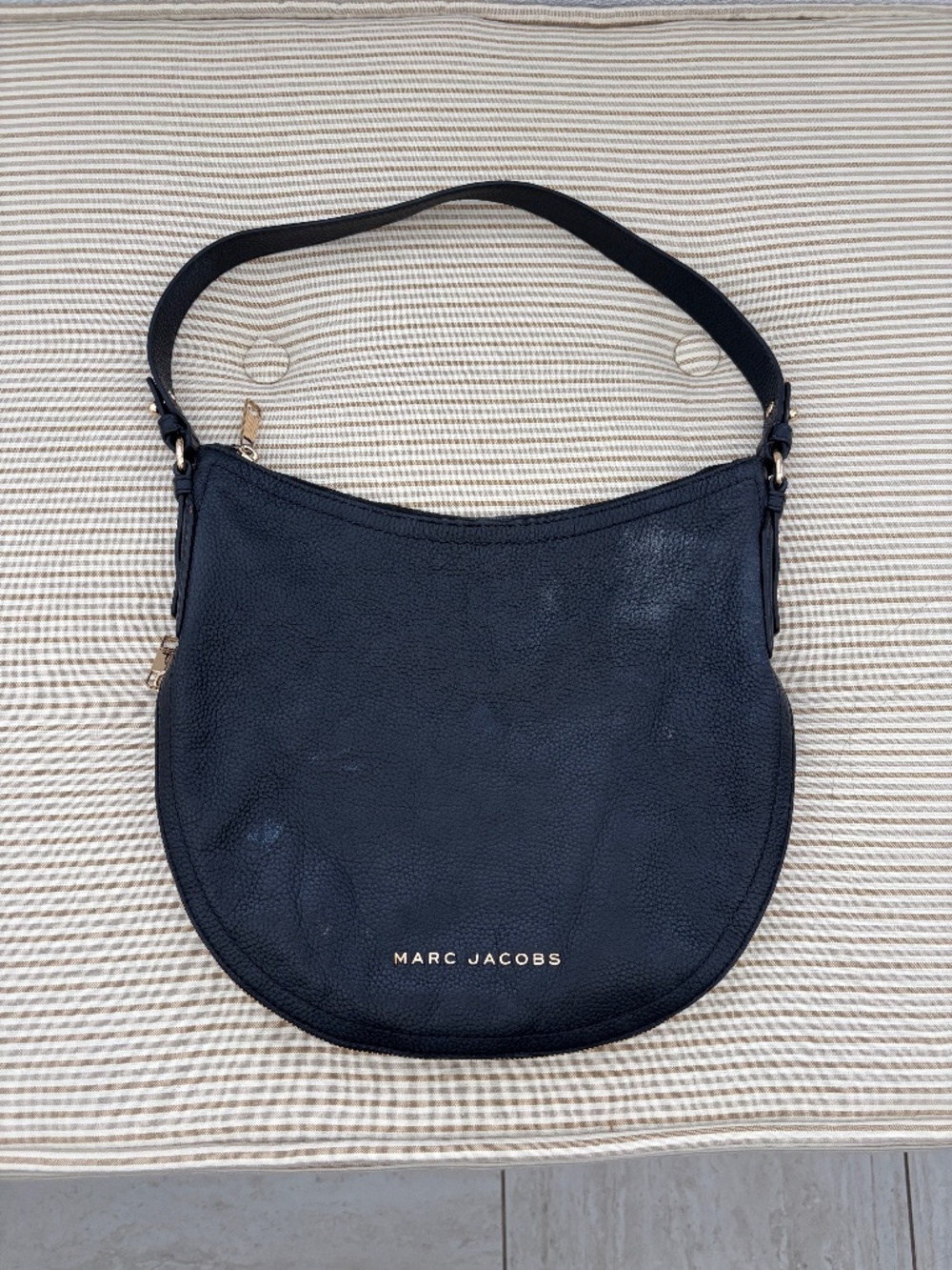 Marc Jacobs Groove Black Pebbled Leather Hobo Bag